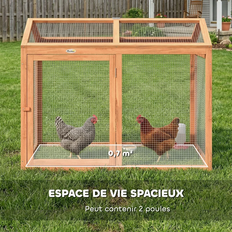 Enclos poulailler modulable jardin 104 x 70,5 x 84 cm protection anti prédateur accès facile contemporain en bois orange 21_0008020