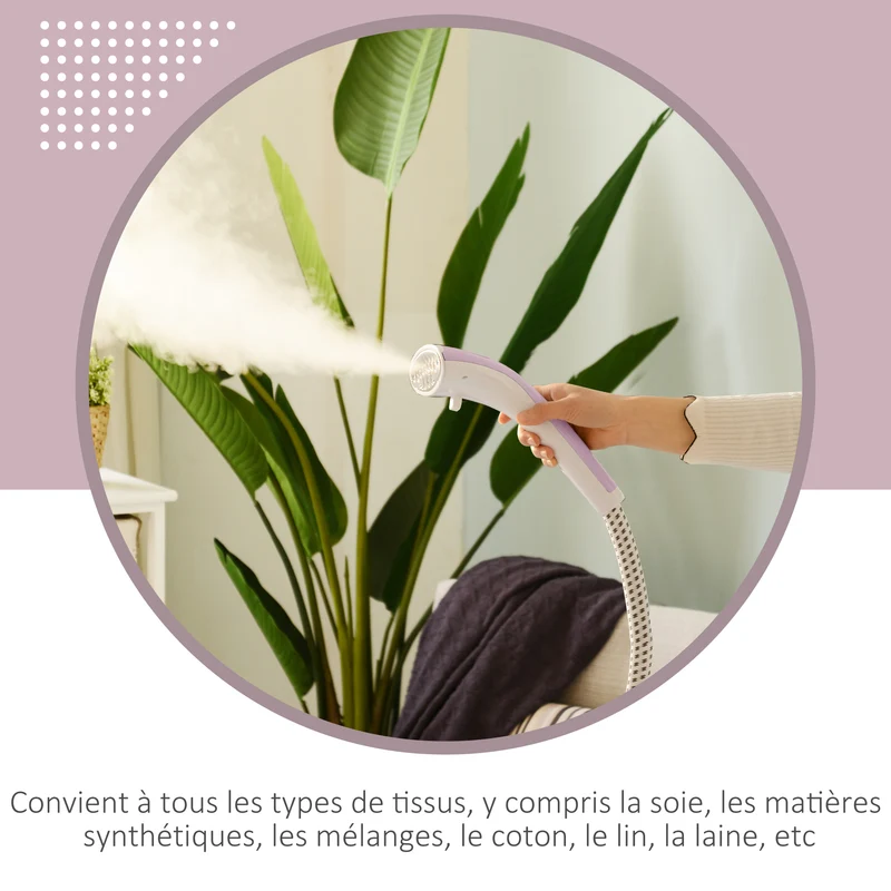 Défroisseur vapeur vertical vêtements 26 x 21,5 x 29 cm chauffe rapide 38 s réservoir 1,4 L pratique moderne en PP rose 21_0005952