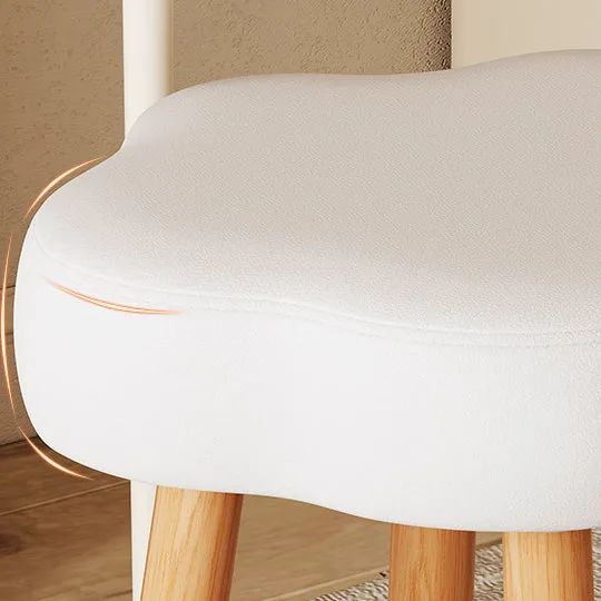 Modern Minimalist Flower-shaped Synthetic Fabric Lamb Fleece Beech Wood Solid Wood Plywood Low Stool For Living Room