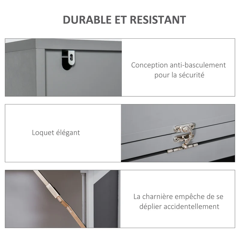Bureau pliable mural avec rangement 98 x 51 x 153 cm gain de place tableau noir intégré moderne épuré en MDF gris foncé 21_0002448