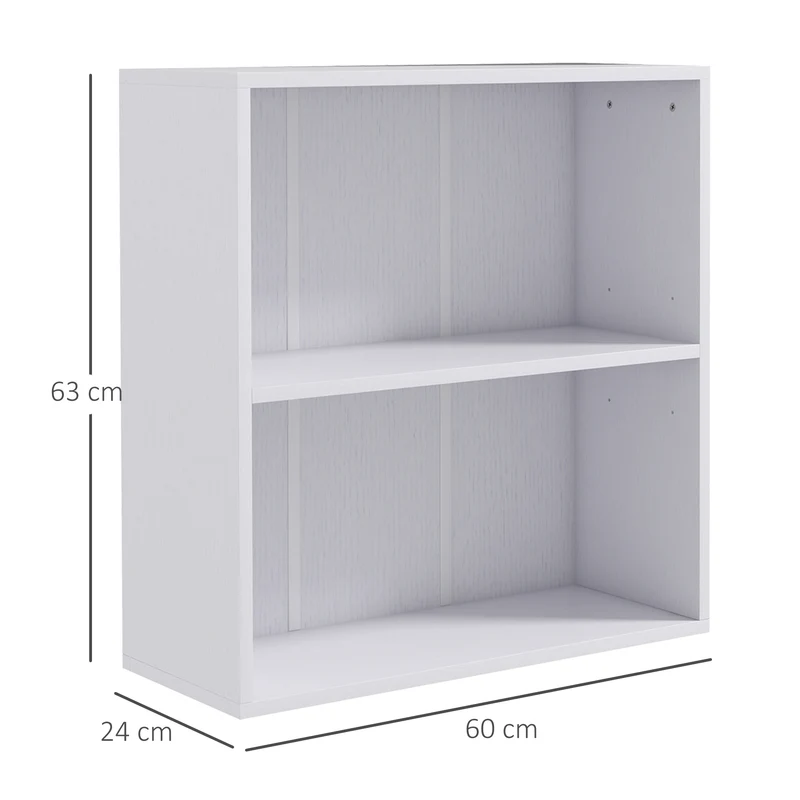 Bibliothèque étagère 60 x 24 x 63 cm rangement modulable gain de place style moderne en panneau de particules blanc 21_0002499
