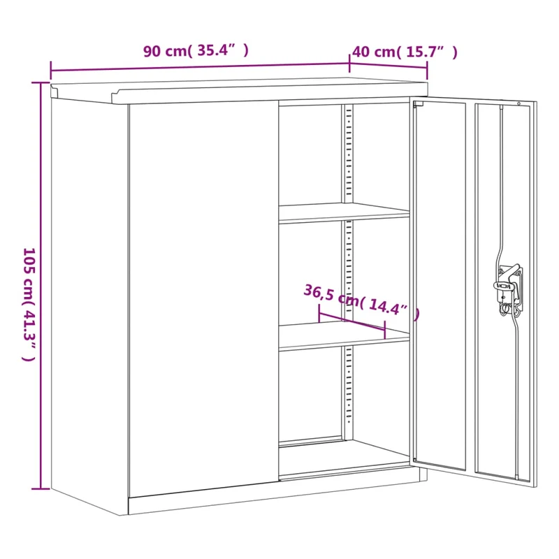 Caissons à tiroirs meuble de bureau portes verrouillables 90 x 40 x 105 cm acier anthracite DEC024503