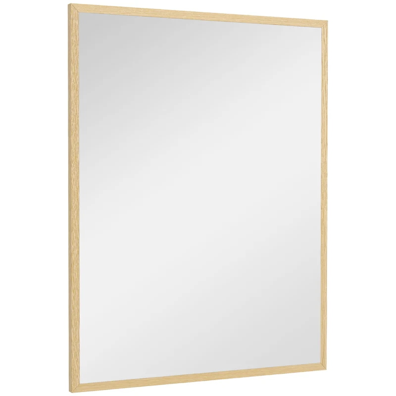 Miroir mural rectangulaire salon chambre 70 x 90 cm illumine agrandit style contemporain épuré en MDF bois naturel 21_0001360
