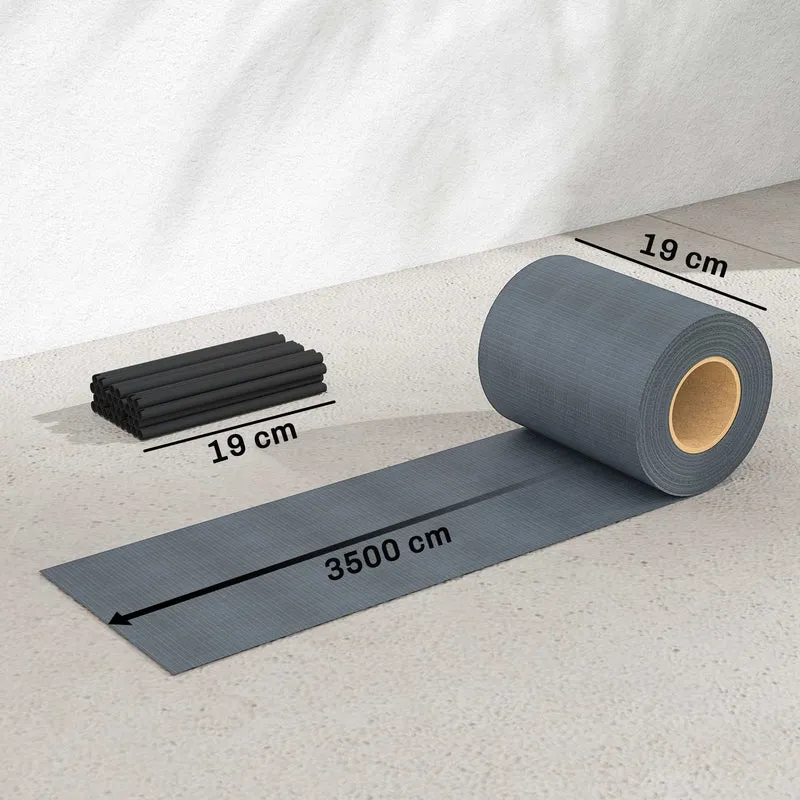 Lot de 4 brise-vue rouleau occultant pour terrasse jardin 14000 x 19 cm anti-vent anti-UV moderne épuré en PVC gris 21_0005707