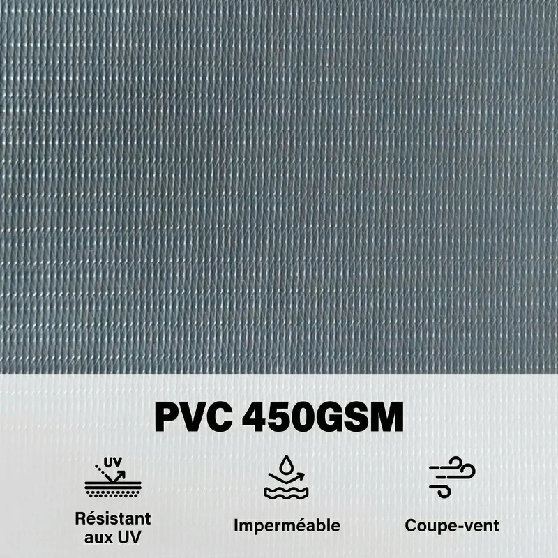 Lot de 4 brise-vue rouleau occultant pour terrasse jardin 14000 x 19 cm anti-vent anti-UV moderne épuré en PVC gris 21_0005707