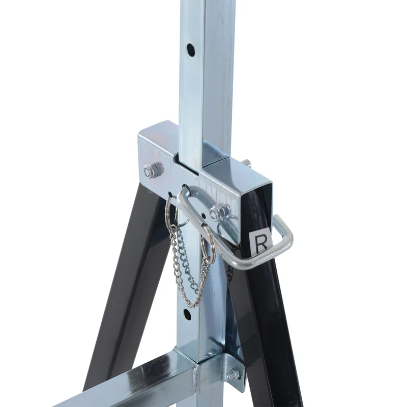 Lot de 2 tréteaux pliables télescopiques 68 x 58 x 80 cm réglables 80-130 cm charge 200 kg industriel en acier noir 21_0007079