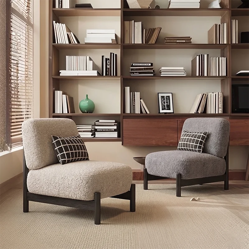 Traditional French Sherpa Fabric Metal Cylindrical Square Accent Chair With Backrest For Living Room