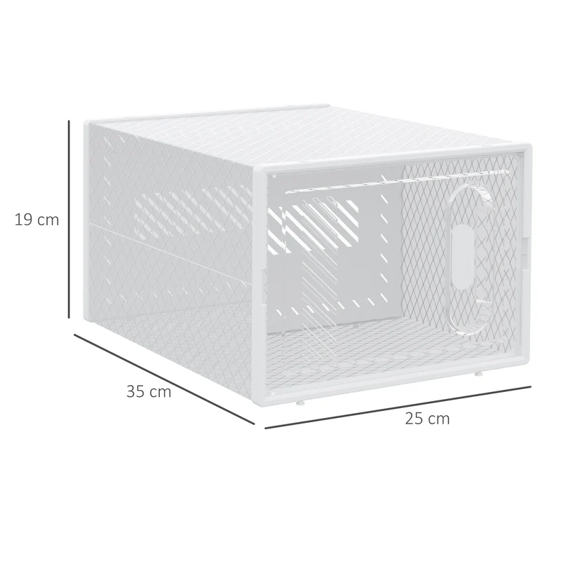 Lot de 18 boîtes cube modulables rangement chaussures 25 x 35 x 19 cm portes transparentes empilables épuré en PP blanc 21_0005801