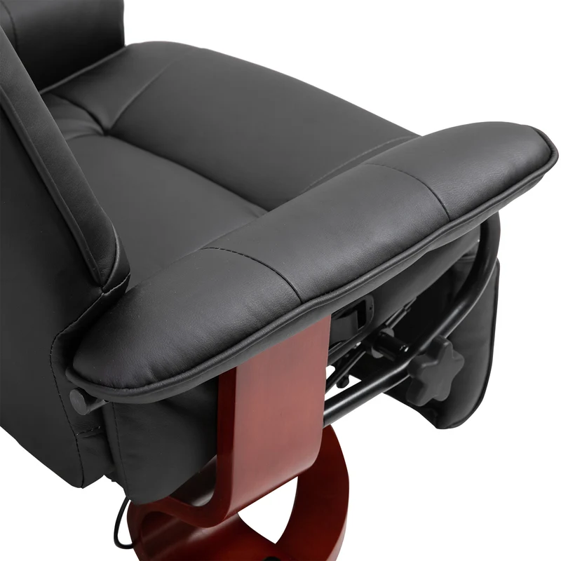 Fauteuil relax inclinable salon 78 x 87 x 100 cm repose-pieds réglable pivotant 360° contemporain en polyuréthane noir 21_0001738