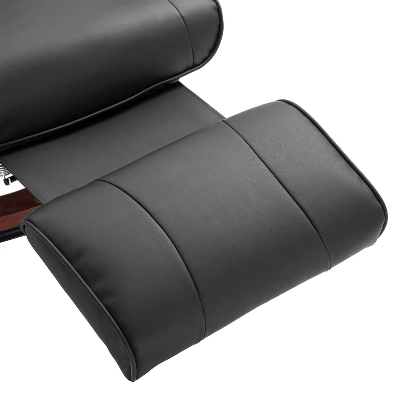 Fauteuil relax inclinable salon 78 x 87 x 100 cm repose-pieds réglable pivotant 360° contemporain en polyuréthane noir 21_0001738