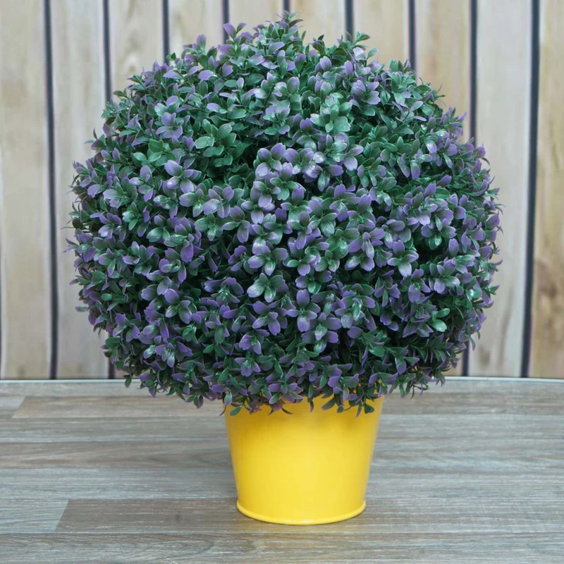 Boule de buis artificiel en forme de topiaire décoration intérieur ou extérieur diamètre 35 cm violet 04_0006007