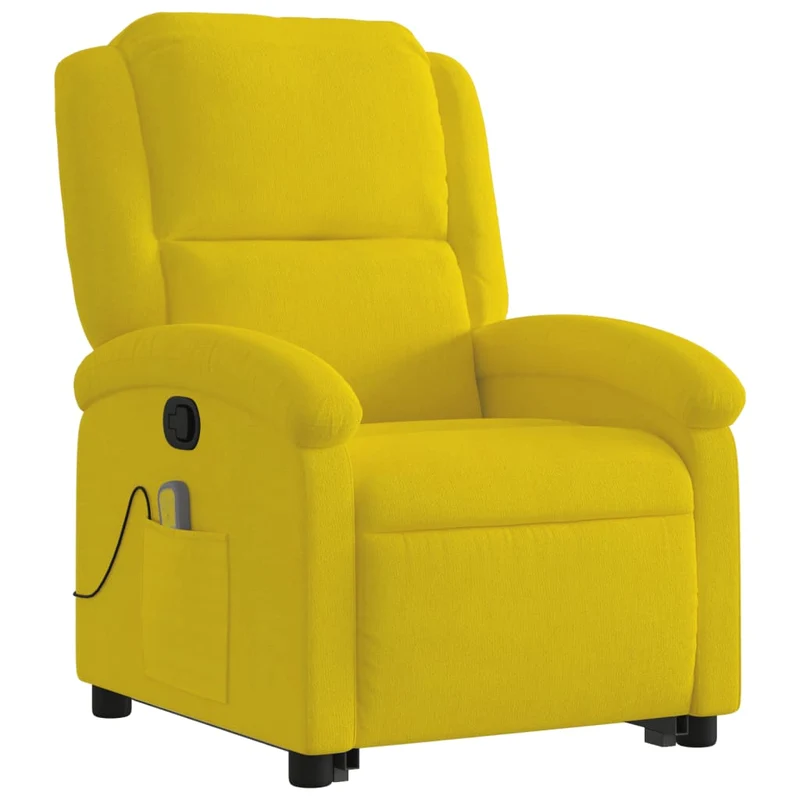 Fauteuil de relaxation TV fonction massage inclinable levage électrique en velours jaune DEC026983