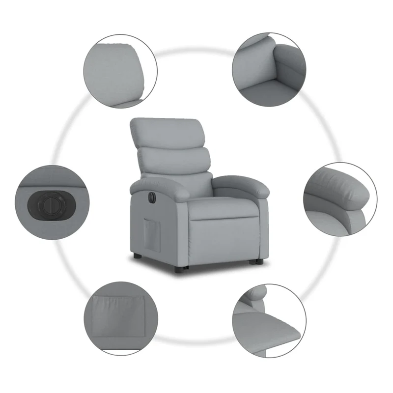 Fauteuil relax TV fonction de levage électrique très confortaben tissu gris clair DEC028318