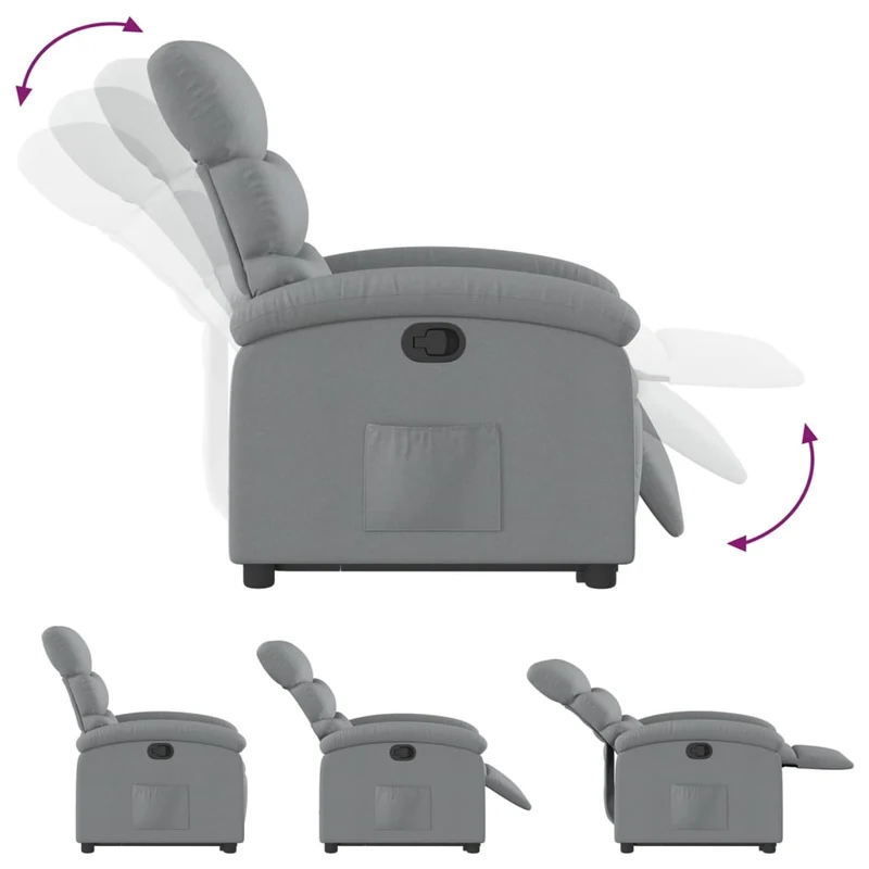 Fauteuil relax TV rembourrage confortable fonction de levage électrique en tissu gris clair DEC027901