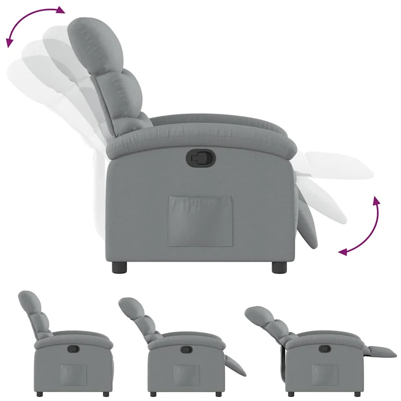 Fauteuil relax TV rembourrage confortable fFonction d'inclinaison manuelle en tissu gris clair DEC027893