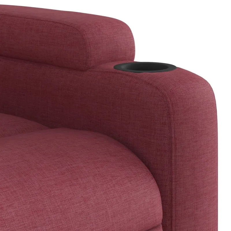 Fauteuil de relaxation TV fonction massage inclinable 6 points de massage en tissu rouge bordeaux DEC027091