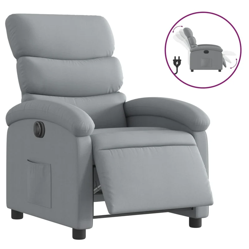 Fauteuil relax TV fonction d'inclinaison électrique très confortable en tissu gris clair DEC028324