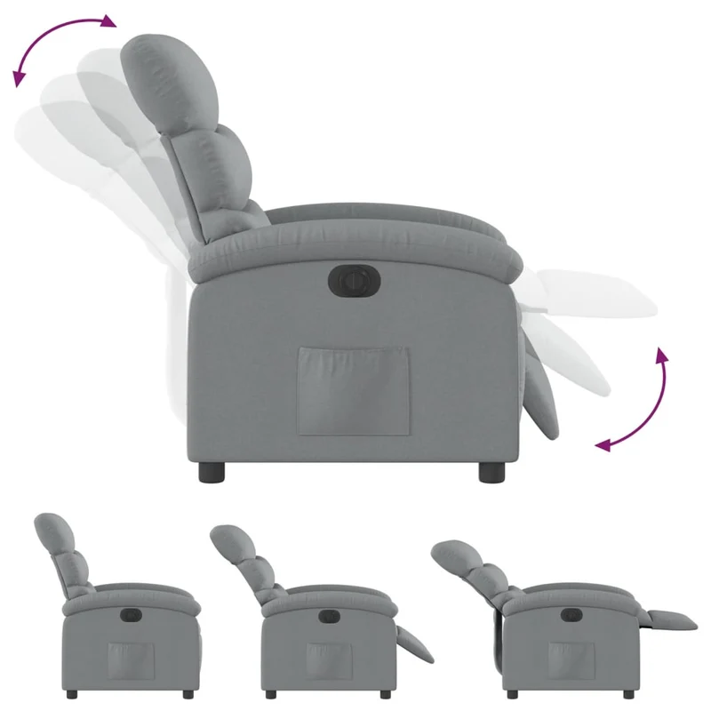 Fauteuil relax TV fonction d'inclinaison électrique très confortable en tissu gris clair DEC028324