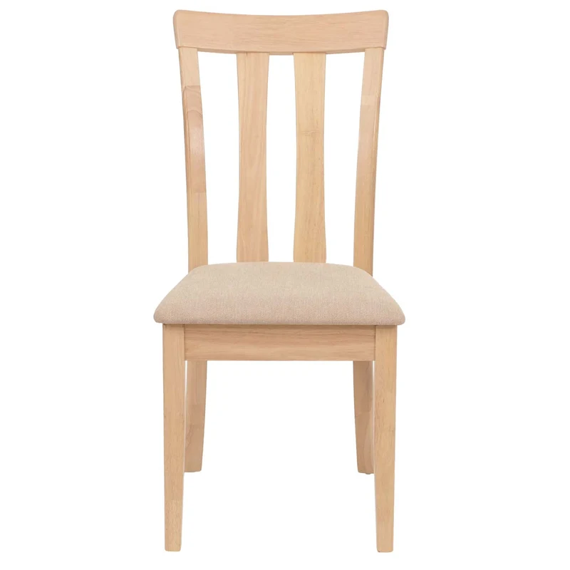 Lot de 2 chaises de salle à manger rembourrées avec dossier haut revêtement tissu beige et structure en bois massif 04_0009070
