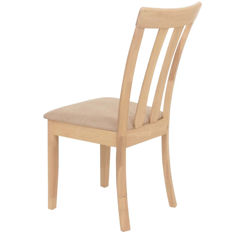 Lot de 2 chaises de salle à manger rembourrées avec dossier haut revêtement tissu beige et structure en bois massif 04_0009070