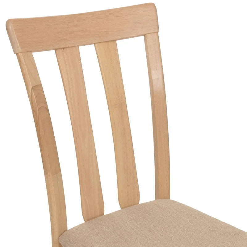 Lot de 2 chaises de salle à manger rembourrées avec dossier haut revêtement tissu beige et structure en bois massif 04_0009070
