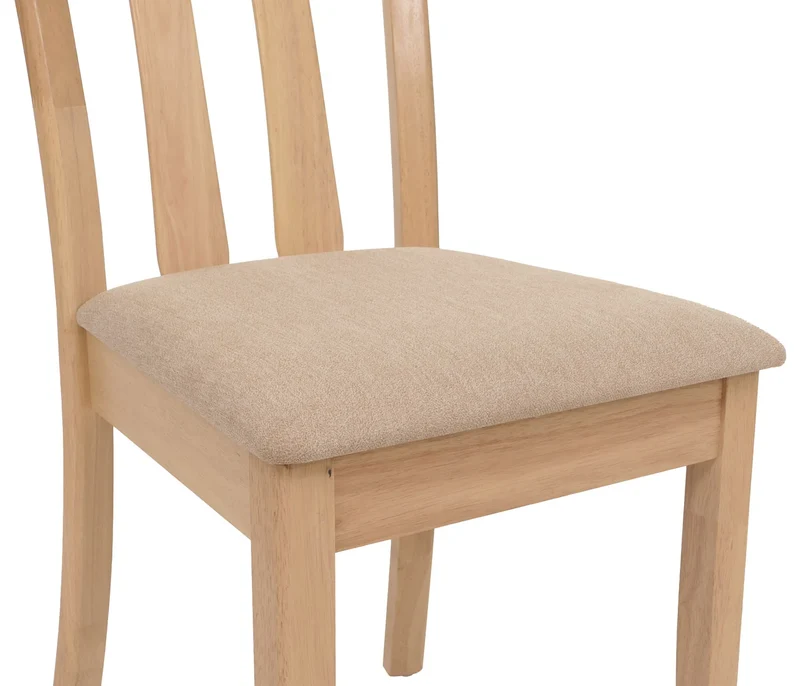 Lot de 2 chaises de salle à manger rembourrées avec dossier haut revêtement tissu beige et structure en bois massif 04_0009070