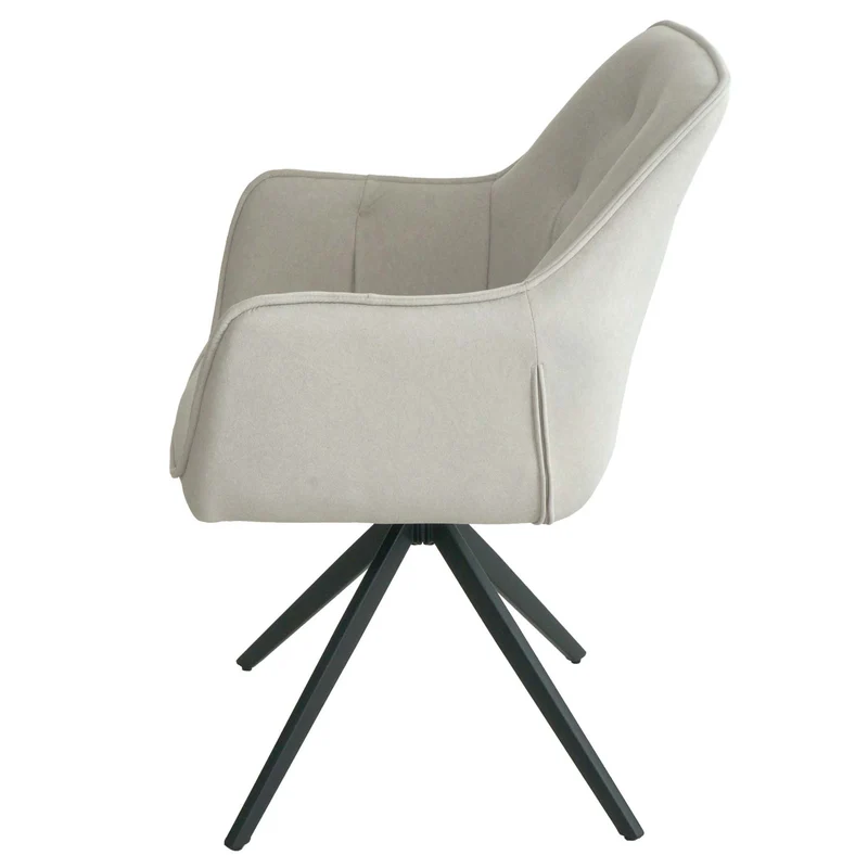 Lot de 2 chaises de salle à manger pivotant avec accoudoir siège rotatif cadre métal et tissu crème-beige 04_0007374