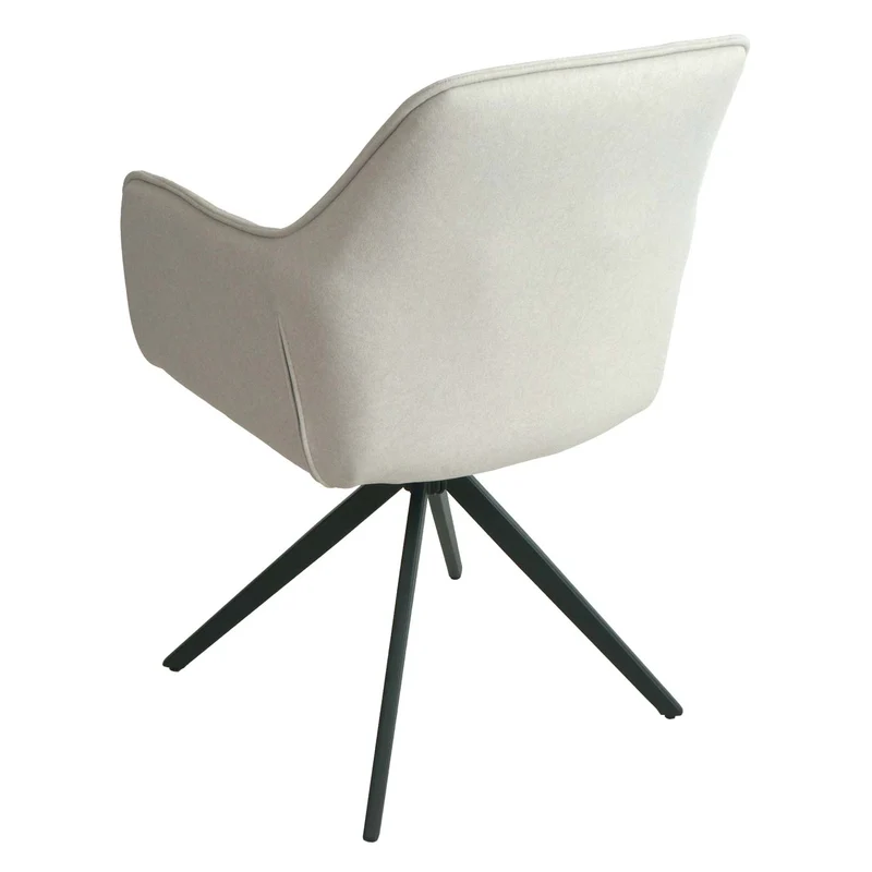 Lot de 2 chaises de salle à manger pivotant avec accoudoir siège rotatif cadre métal et tissu crème-beige 04_0007374
