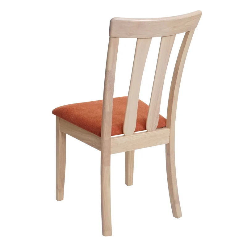 6 chaises de salle à manger cuisine design classique en tissu orange et bois massif clair 04_0003016