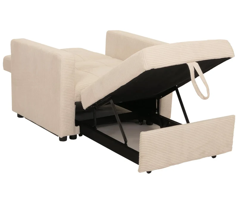 Fauteuil-lit lit d'appoint relaxation dossier réglable surface de couchage 197x100 cm tissu velours côtelé crème-beige 04_0006252
