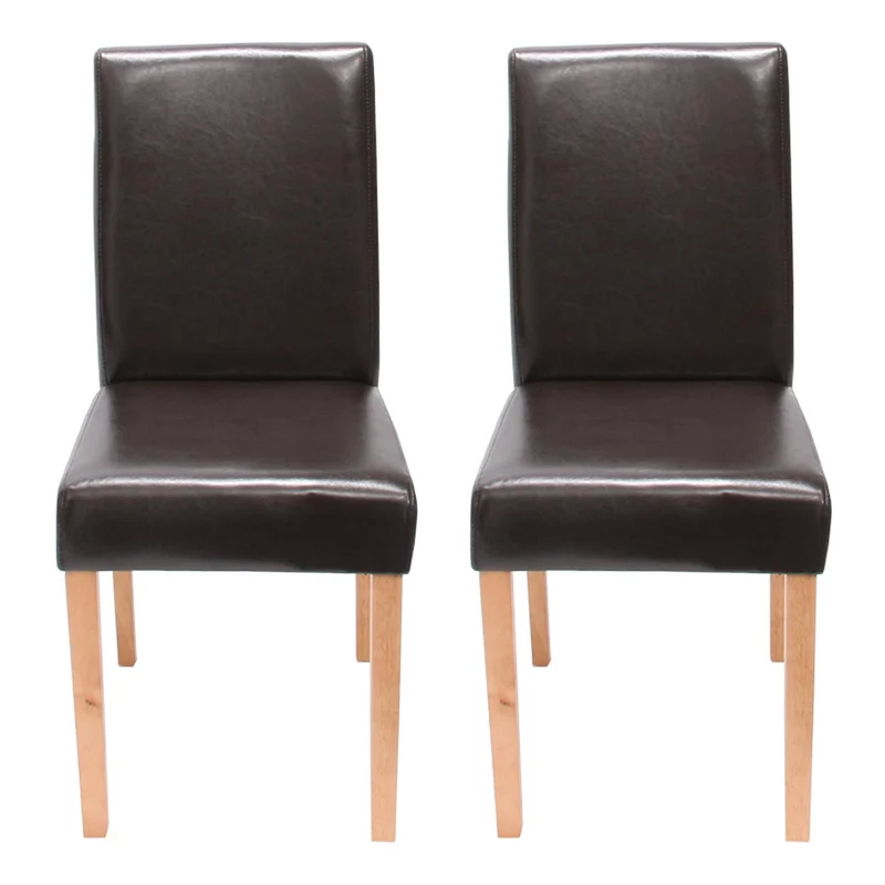 Lot de 2 chaises de salle à manger cuisine en synthétique marron pieds en bois clair design moderne 04_0001937