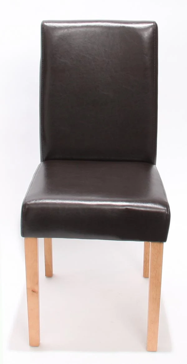 Lot de 2 chaises de salle à manger cuisine en synthétique marron pieds en bois clair design moderne 04_0001937
