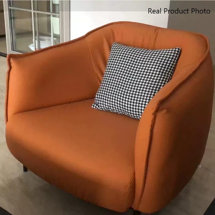 Modern Luxury Cat Scratch Resistant Leather Oil Wax Leather Pine Wood Carbon Steel Semi-Enclosed Square Accent Chair With Backrest For Living Room