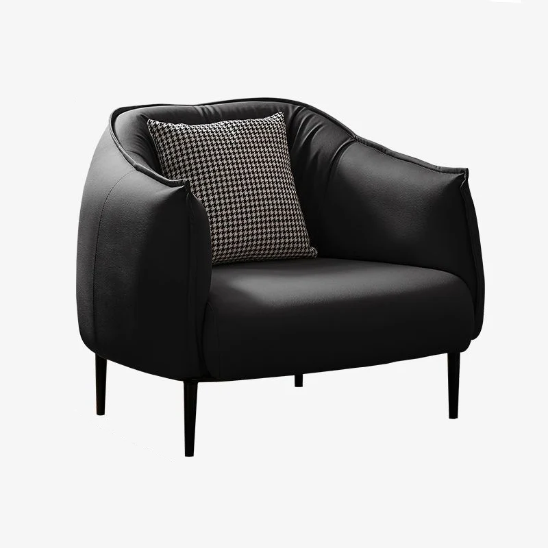 Modern Luxury Cat Scratch Resistant Leather Oil Wax Leather Pine Wood Carbon Steel Semi-Enclosed Square Accent Chair With Backrest For Living Room