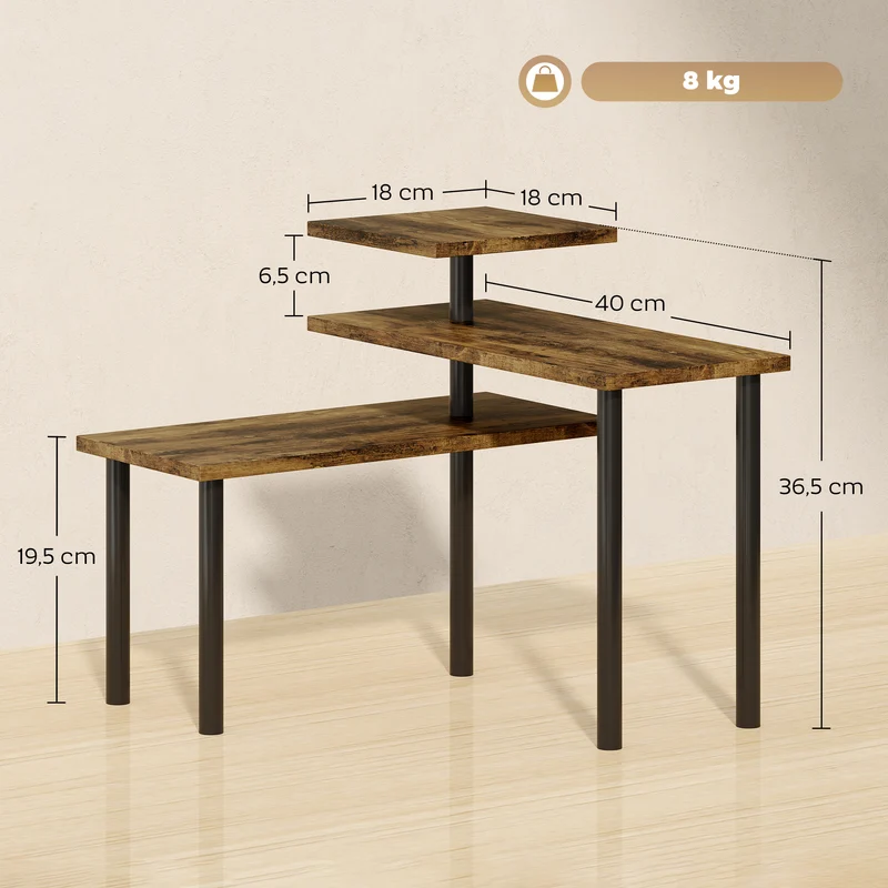 Étagère cuisine d'angle pivotante 40 x 18 x 36,5 cm 3 niveaux gain d'espace moderne épuré en bois d'ingénierie marron 21_0001058