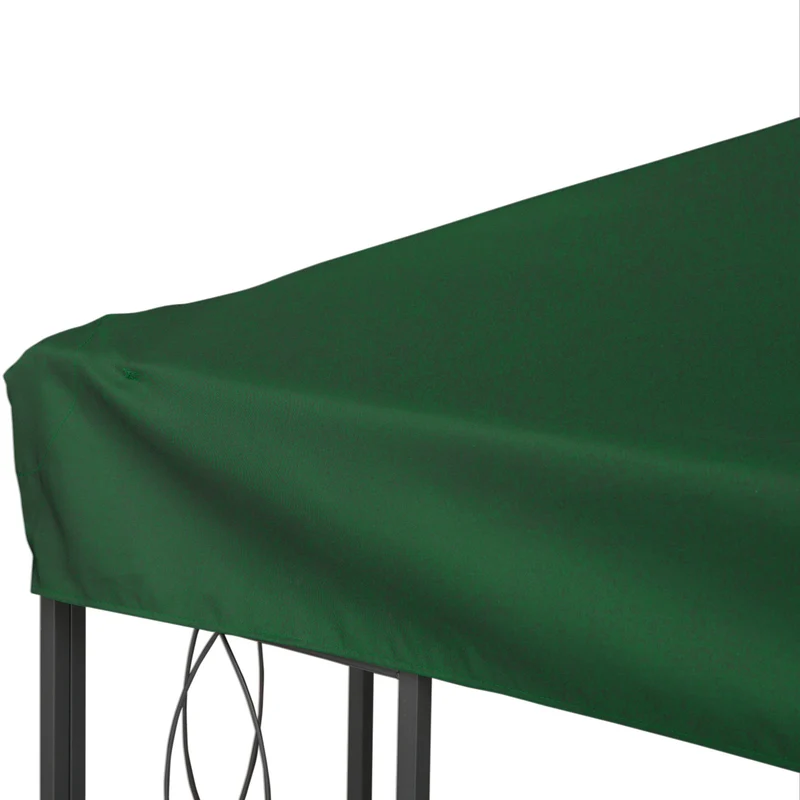 Toile de rechange pour pavillon tonnelle 3 x 4 m toit double ventilé protection solaire contemporain en polyester vert 21_0004743