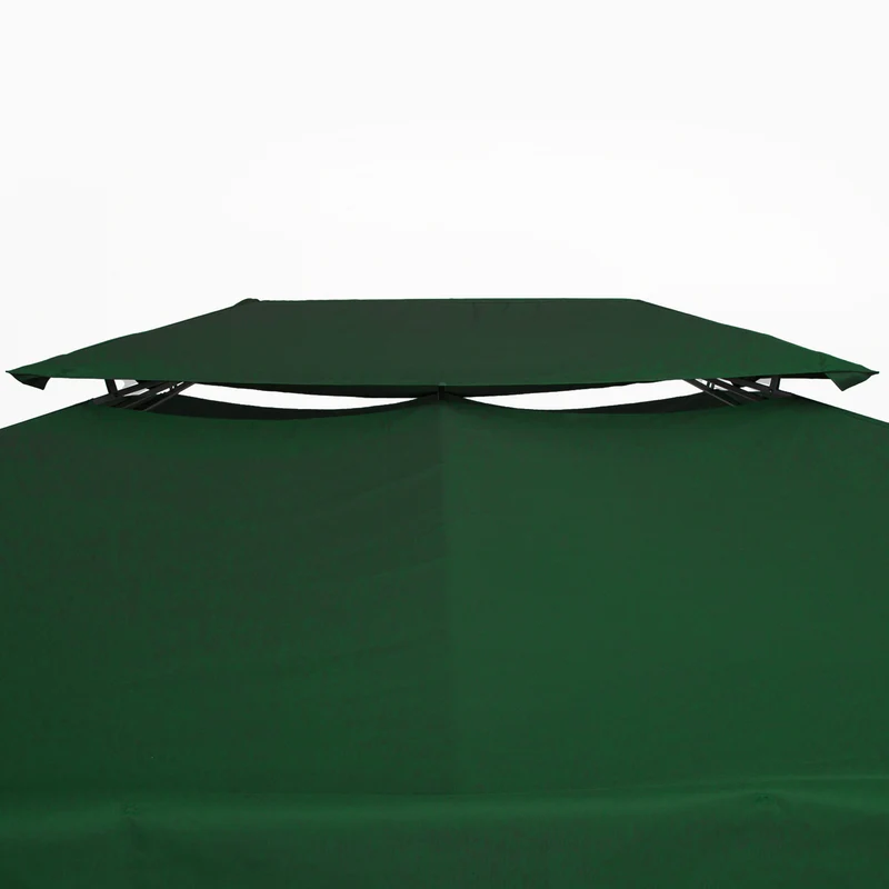 Toile de rechange pour pavillon tonnelle 3 x 4 m toit double ventilé protection solaire contemporain en polyester vert 21_0004743
