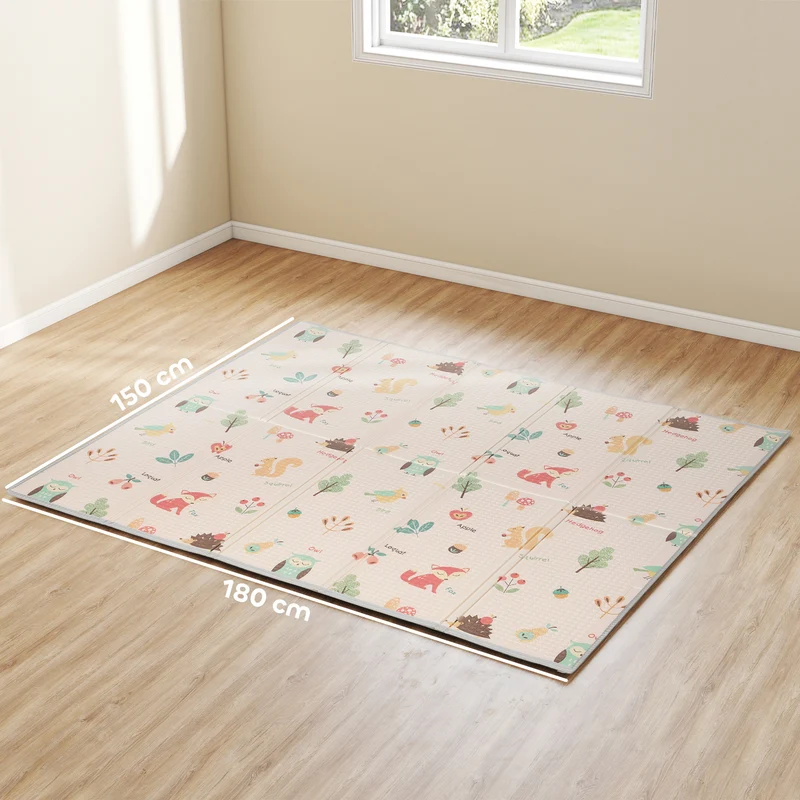 Tapis de jeu pour bébé pliable réversible salon 176.5 x 148 x 1 cm antidérapant lavable moderne épuré en xpe multicolore 21_0000757