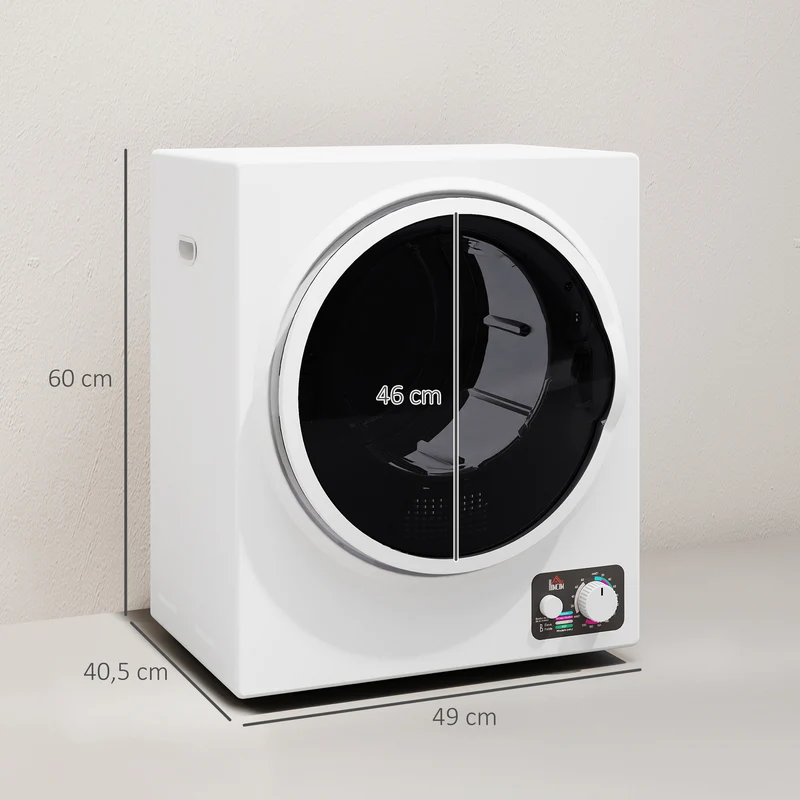 Sèche-linge portable compact 49 x 40,5 x 60 cm séchage rapide anti-froissage moderne épuré en acier inoxydable blanc 21_0007089