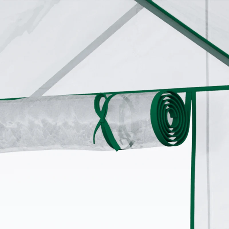 Serre de jardin culture 142 x 73 x 195 cm 4 tablettes porte zippée cordons sol contemporain épuré en acier vert foncé 21_0004068