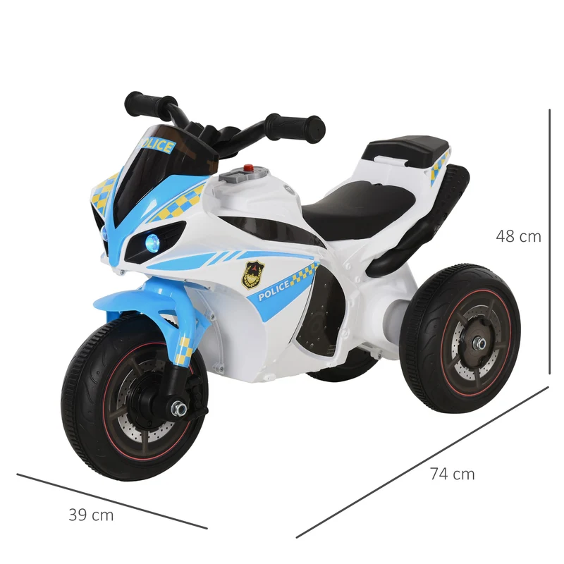 Porteur moto enfant 74 x 39 x 48 cm effets musicaux et lumineux coffre de rangement stable design tendance en PP bleu 21_0000458