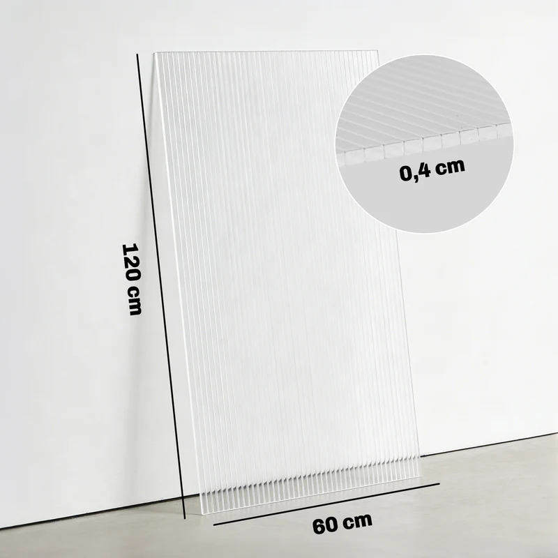 Panneau alvéolaire pour serre 120 x 60 x 0.4 cm isolation haute performance anti uv moderne en polycarbonate transparent 21_0005664
