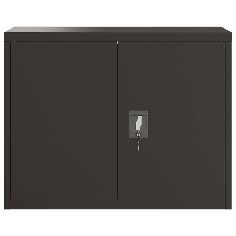 Caissons à tiroirs meuble de bureau avec 1 étagère réglable 90 x 40 x 70 cm acier noir DEC024594
