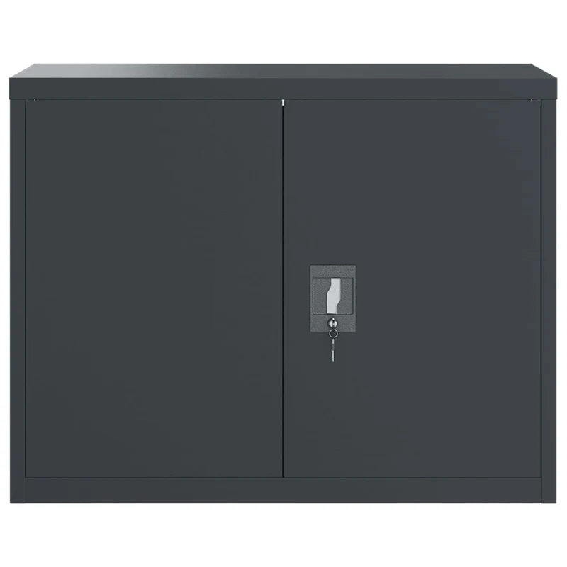 Caissons à tiroirs meuble de bureau avec étagère réglable et portes verrouillables 90 x 40 x 70 cm acier anthracite DEC024508