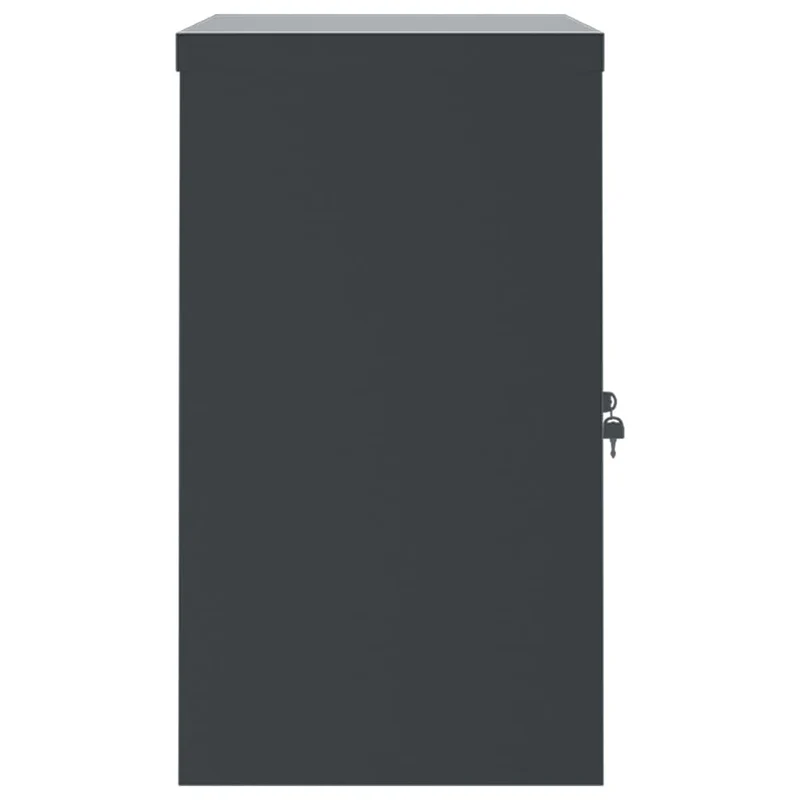 Caissons à tiroirs meuble de bureau avec étagère réglable et portes verrouillables 90 x 40 x 70 cm acier anthracite DEC024508