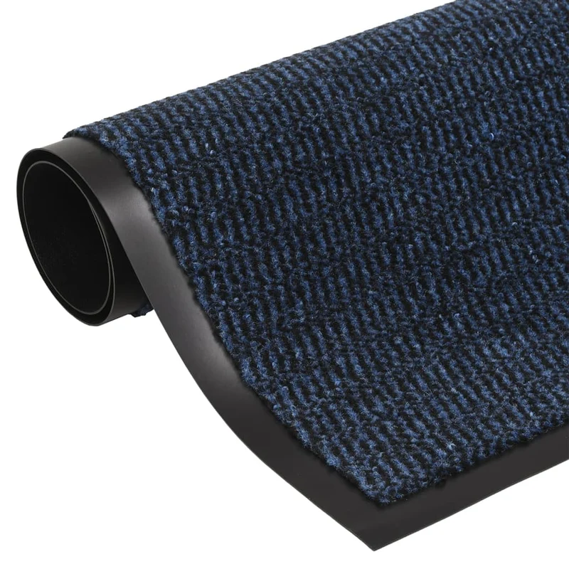 Paillasson de porte d'entrée touffeté 60 x 180 cm en PP bleu support en caoutchouc antidérapant DEC040671