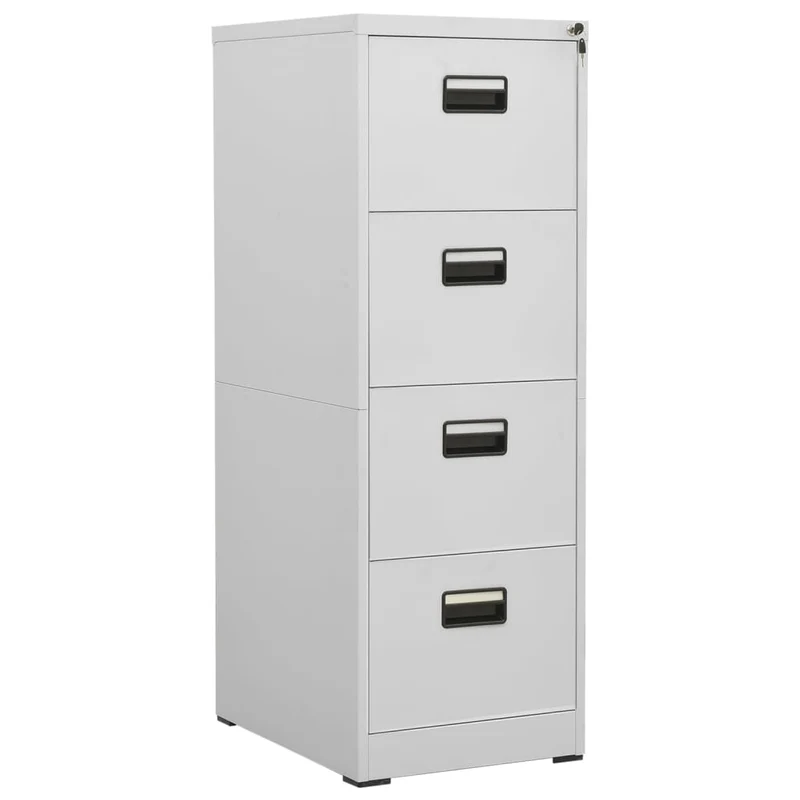 Caissons à tiroirs meuble de bureau armoire à dossiers 4 tiroirs 46 x 62 x 133 cm acier gris clair DEC024536
