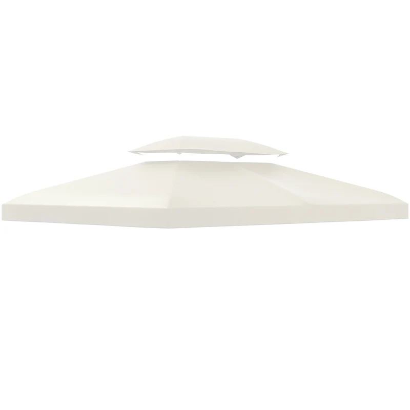 Toile de toit pour tonnelle 3 x 4 m protection solaire efficace double toit évite poches d'eau épuré en polyester crème 21_0000112