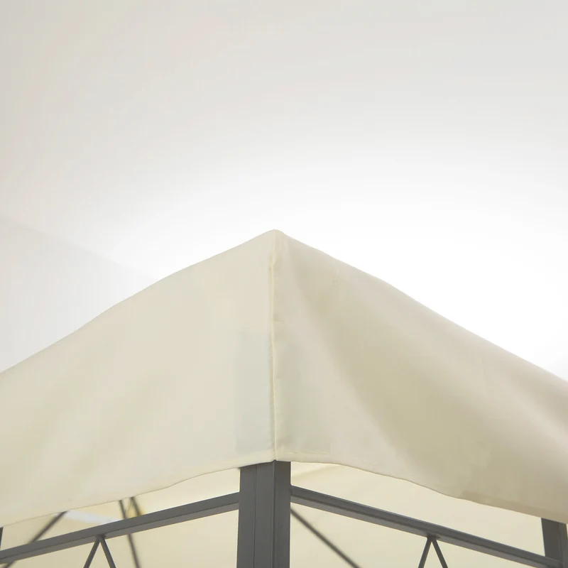 Toile de toit pour tonnelle 3 x 4 m protection solaire efficace double toit évite poches d'eau épuré en polyester crème 21_0000112