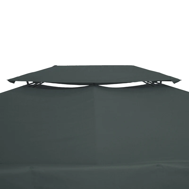 Toile de rechange pour pavillon 3 x 4 m double toit ventilation anti poche d'eau contemporain jardin en polyester gris 21_0004744